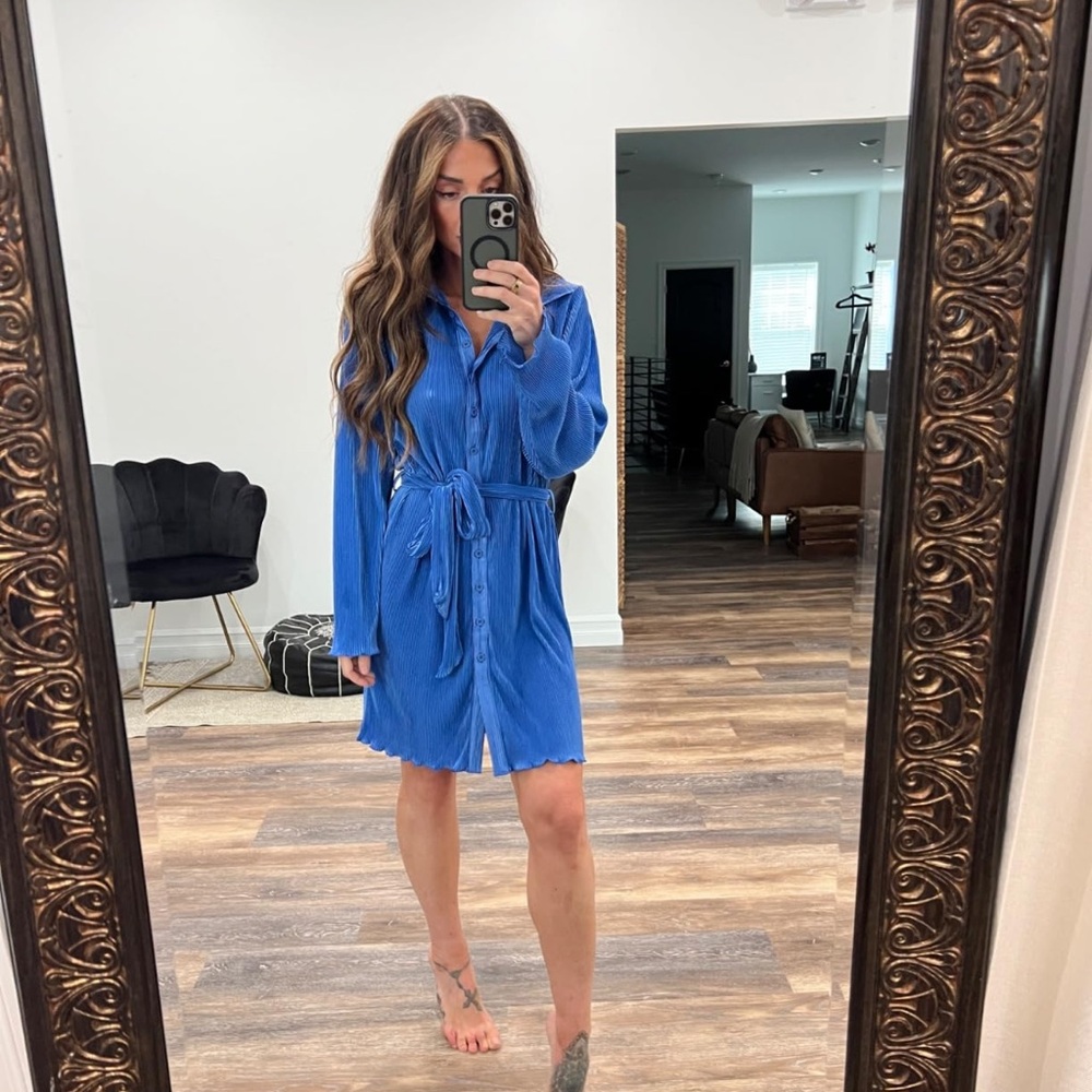 Blue Belted Shirt Dress (worn one time)